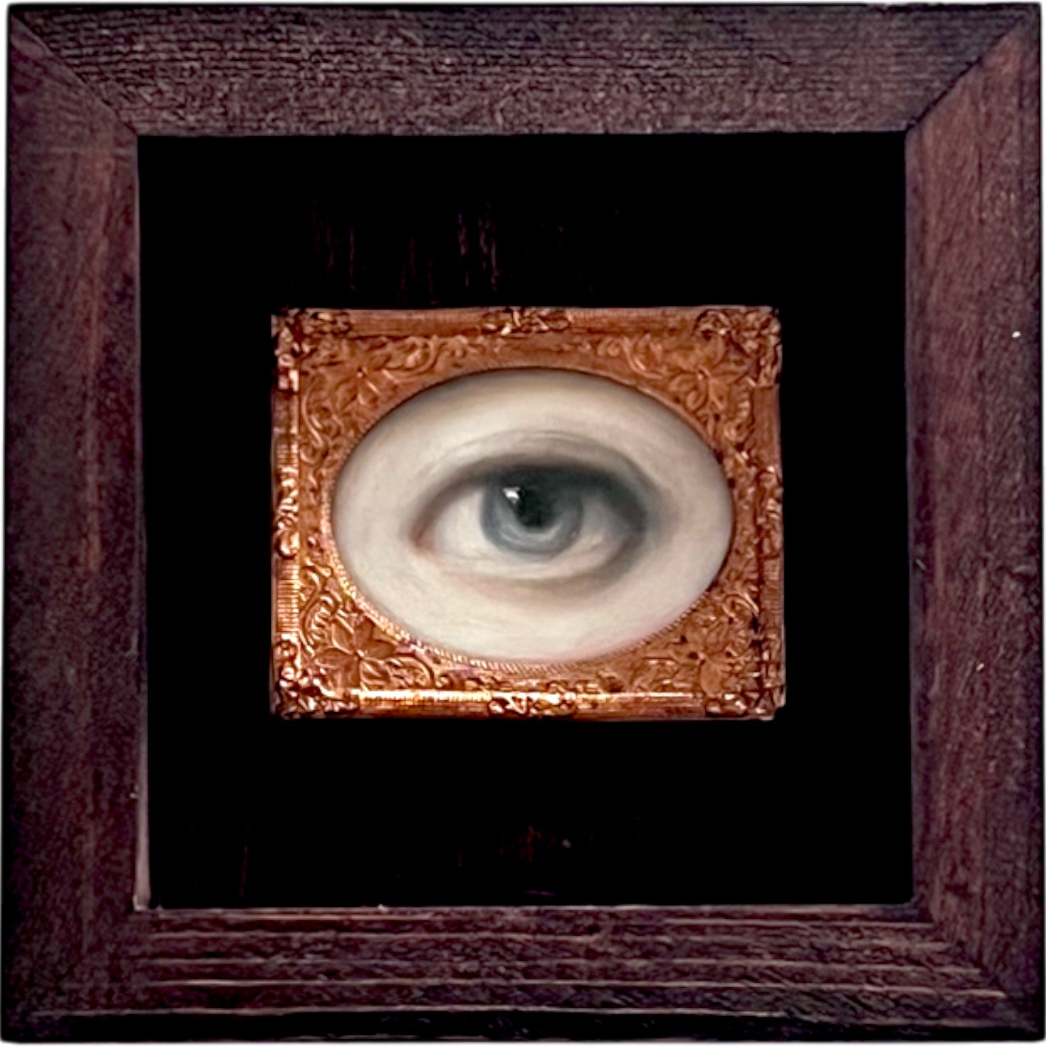 No. 2393 Lover's Eye Painting in an Antique Daguerreotype Frame (5")