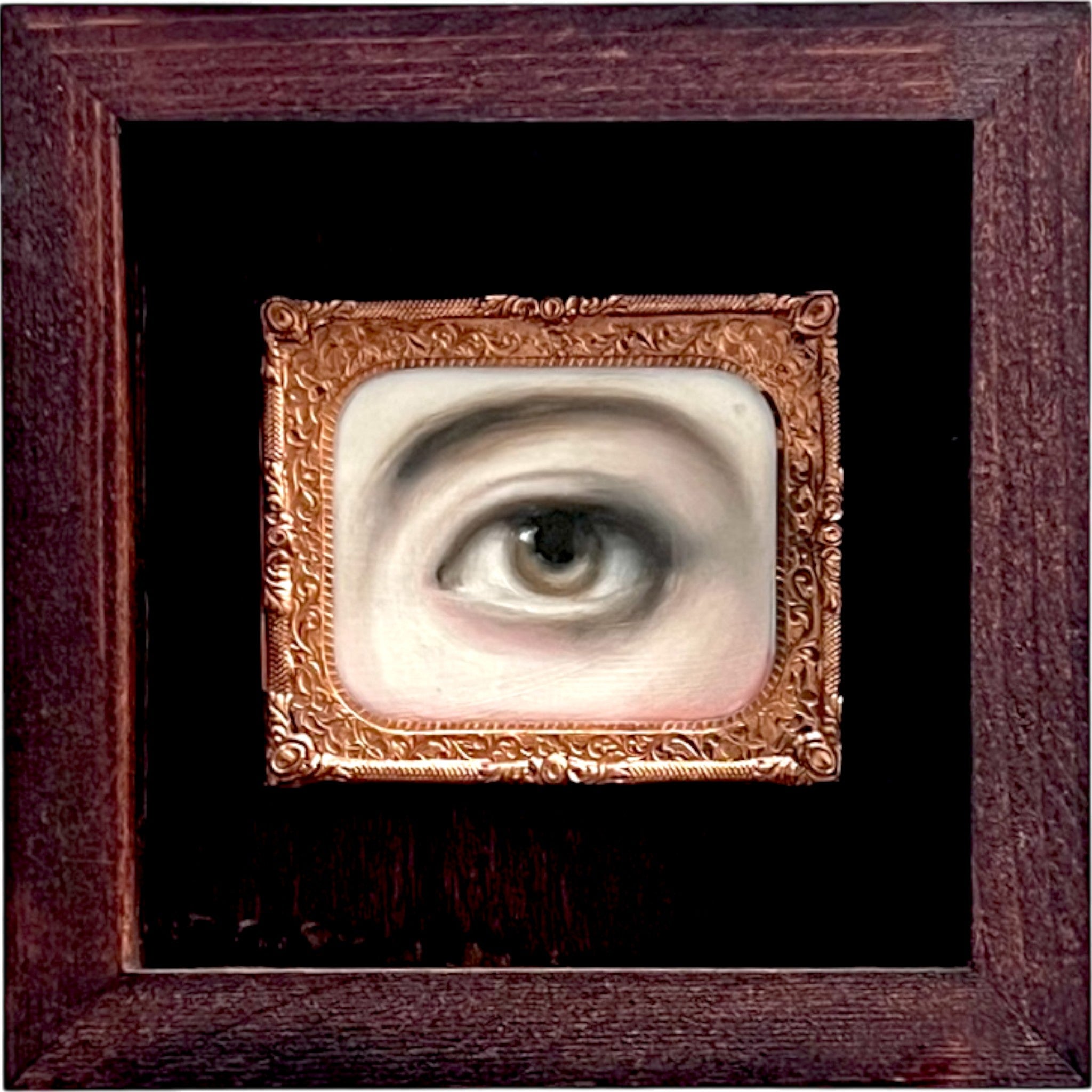 No. 2390 Lover's Eye Painting in an Antique Daguerreotype Frame (6")