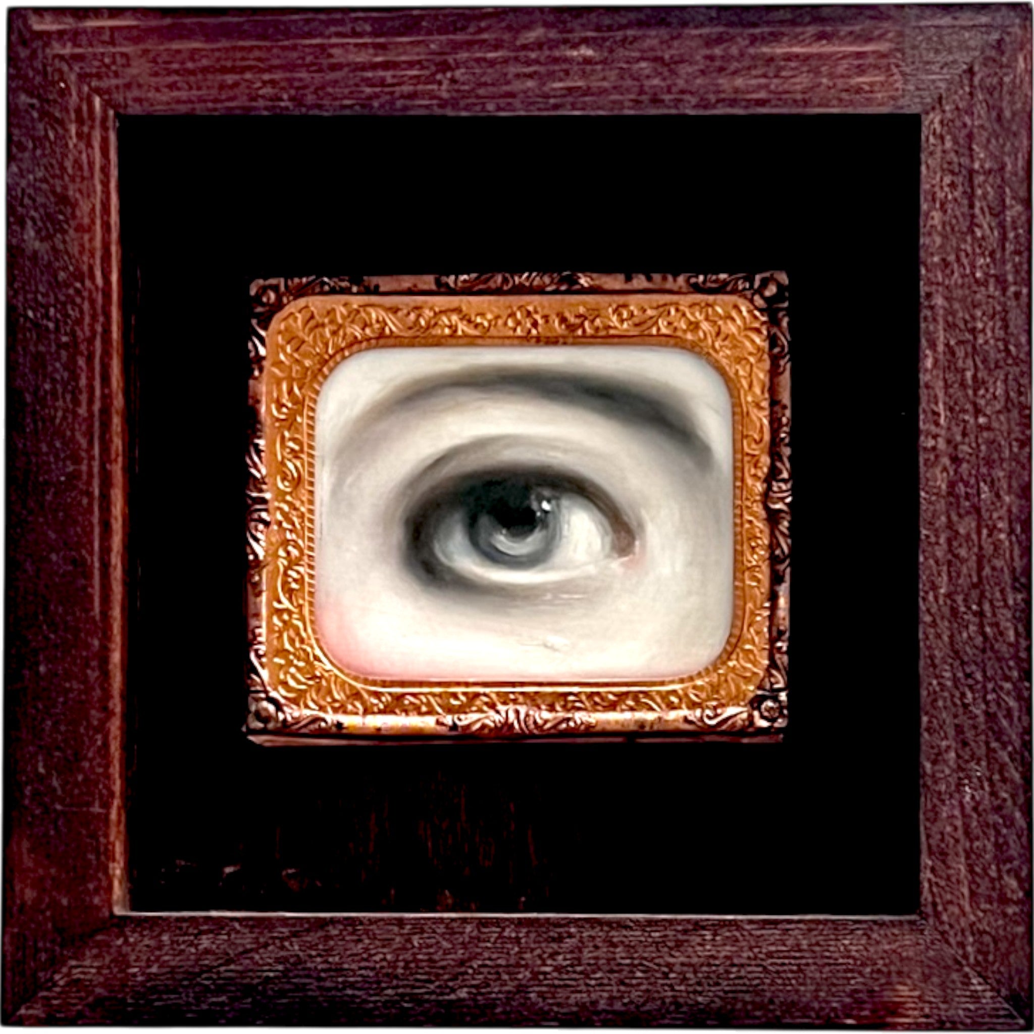 No. 2389 Lover's Eye Painting in an Antique Daguerreotype Frame (6")