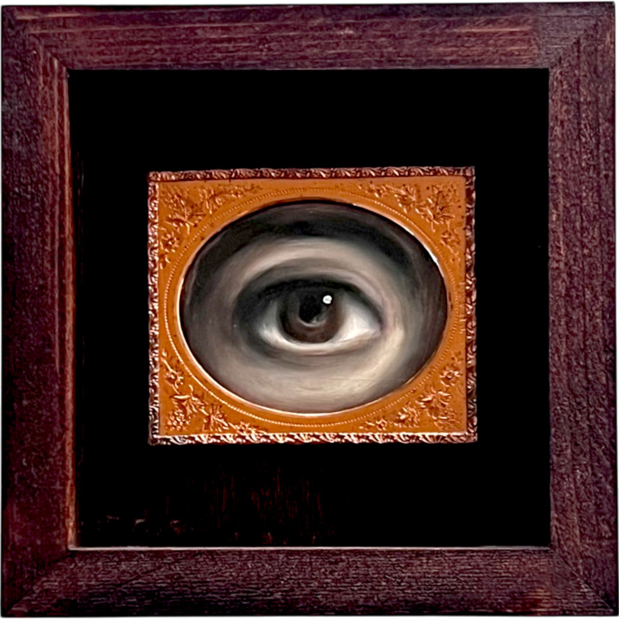 No. 2387 Lover's Eye Painting in an Antique Daguerreotype Frame (3.25"x2.75")