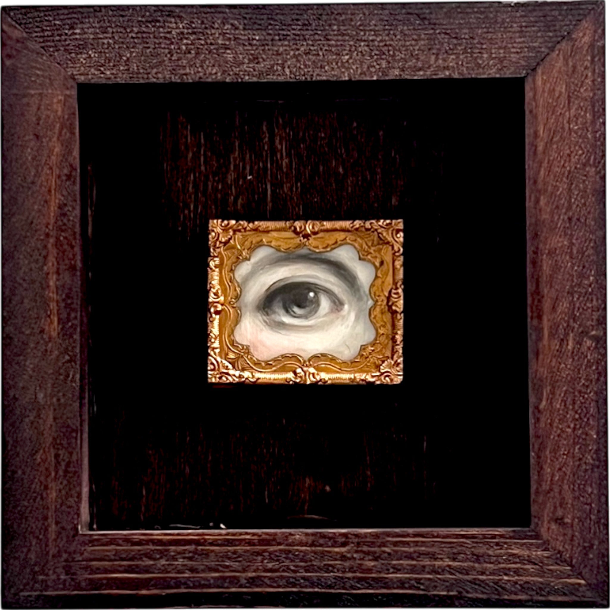 No. 2407 Lover's Eye Painting in an Antique Daguerreotype Frame (5")