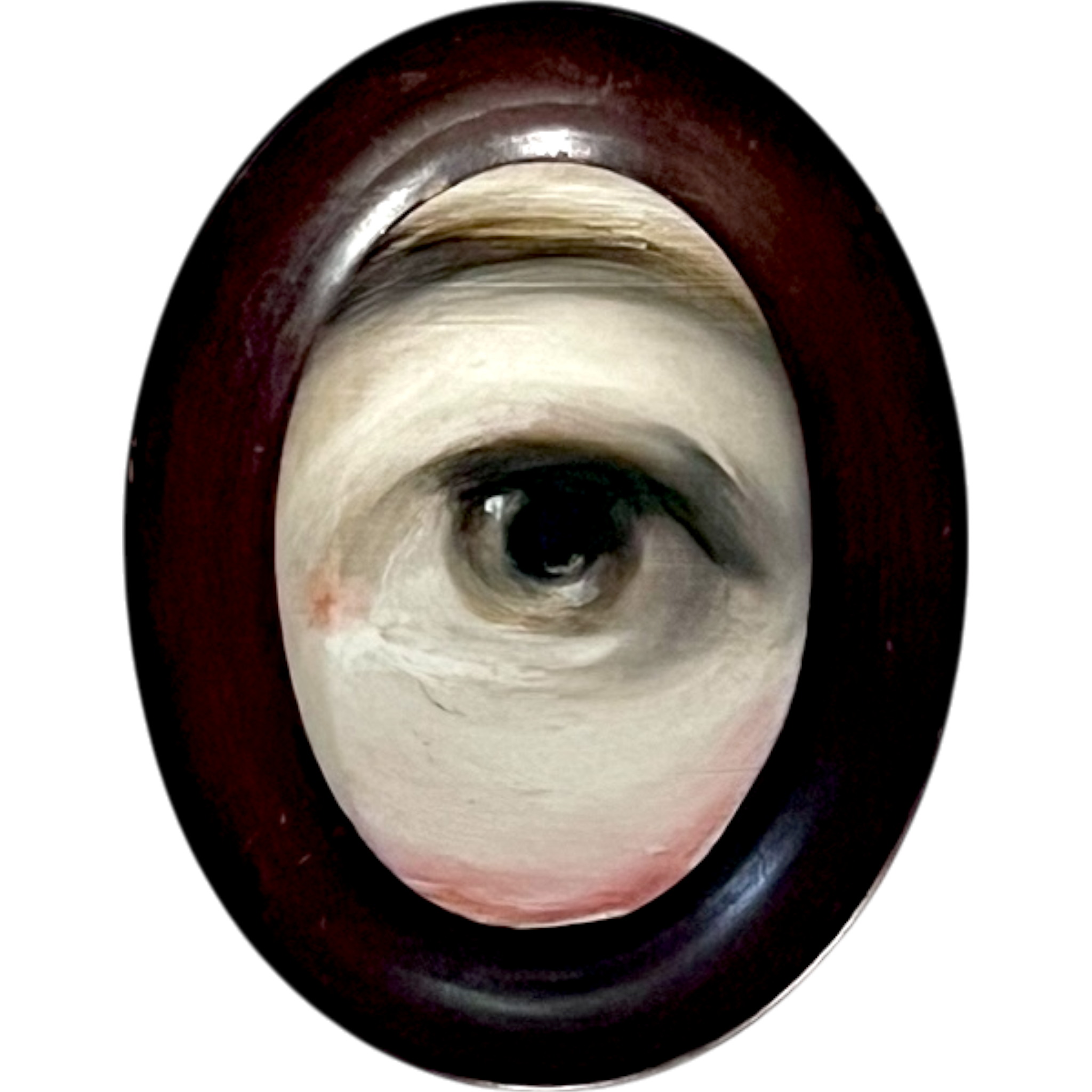 No. 2410 Lover's Eye Painting in an Antique Oval Wood Frame