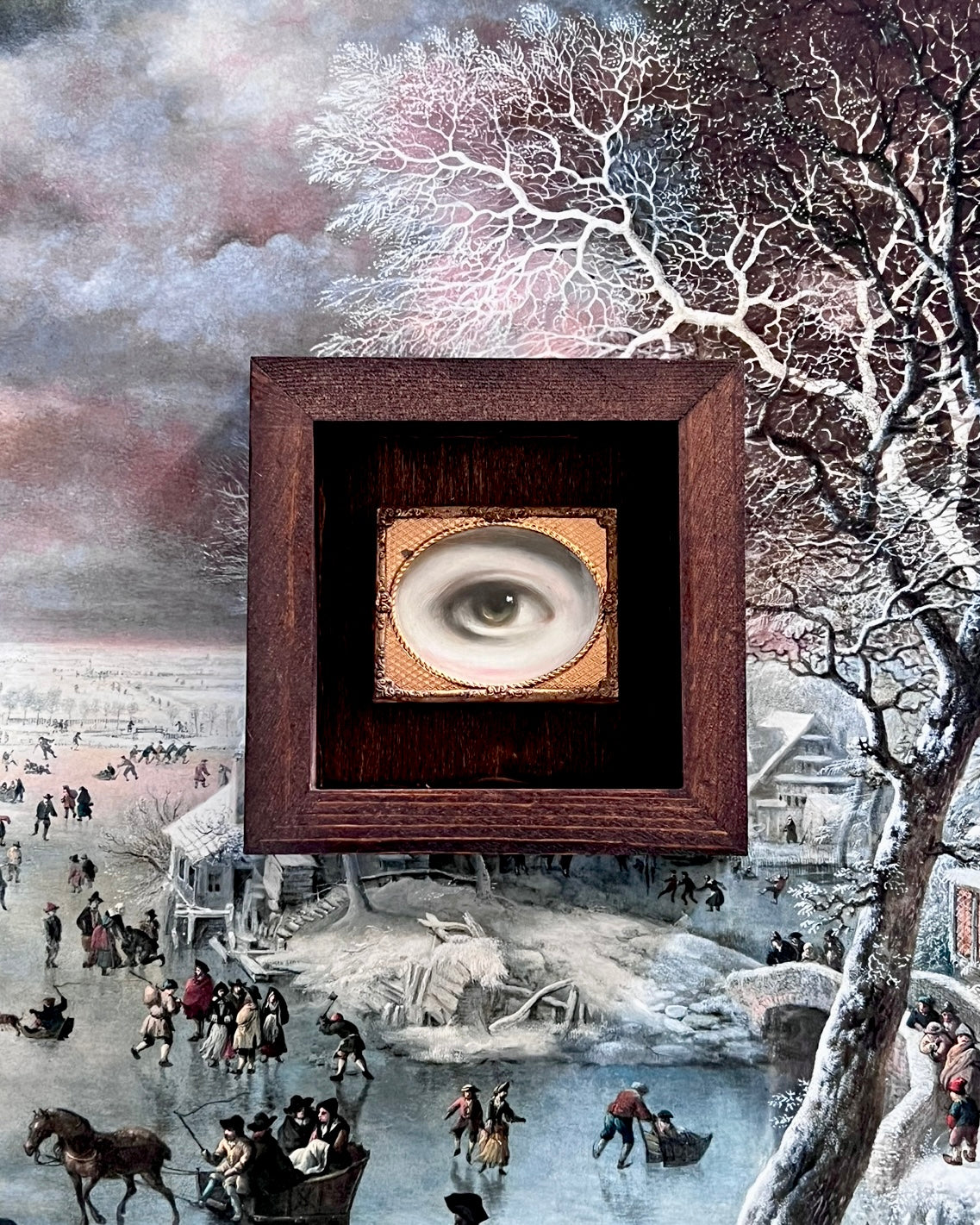 No. 2396 Lover's Eye Painting in an Antique Daguerreotype Frame (2.5"x2")