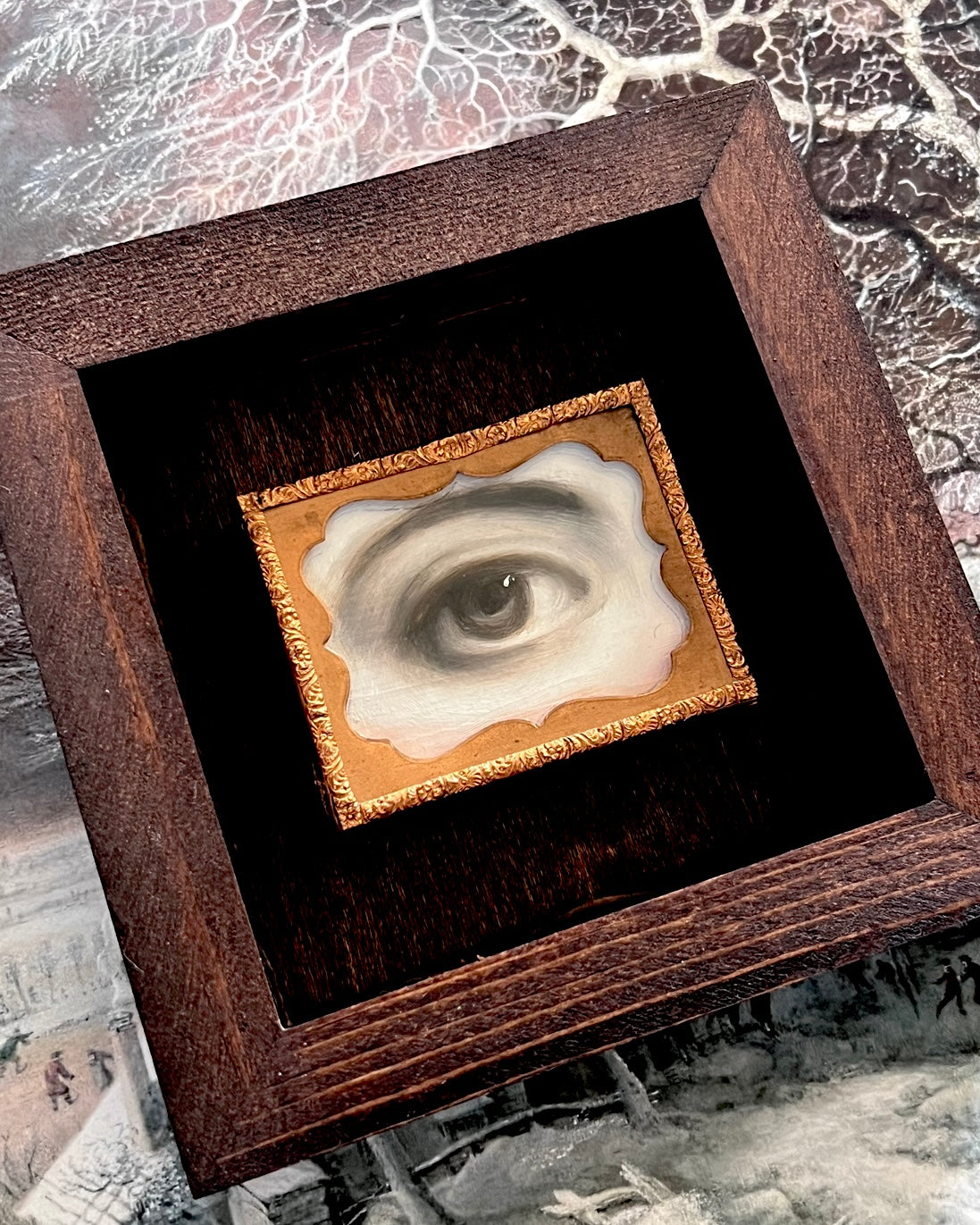 No. 2402 Lover's Eye Painting in an Antique Daguerreotype Frame (2.5"x2")