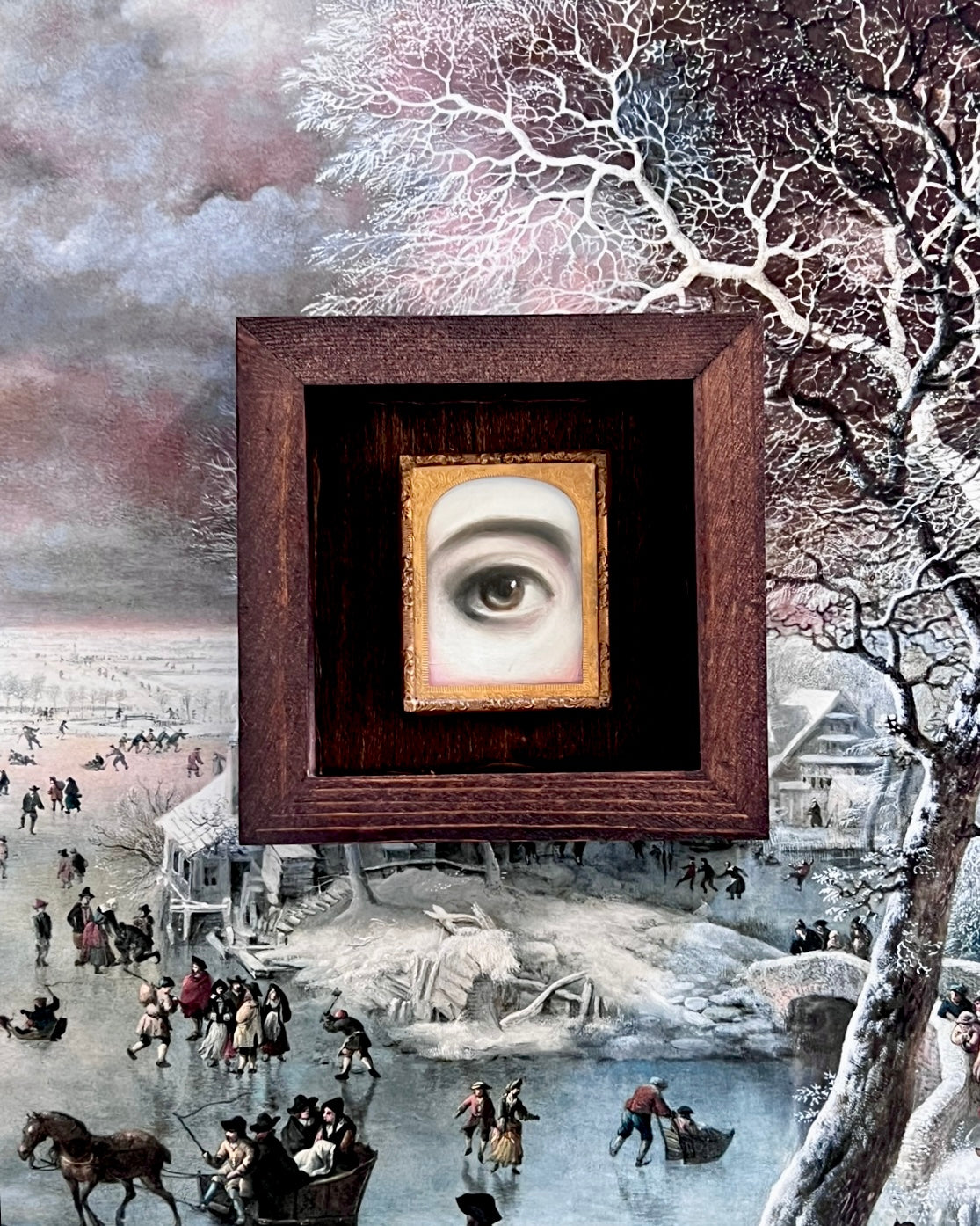 No. 2405 Lover's Eye Painting in an Antique Daguerreotype Frame (2.5"x2")