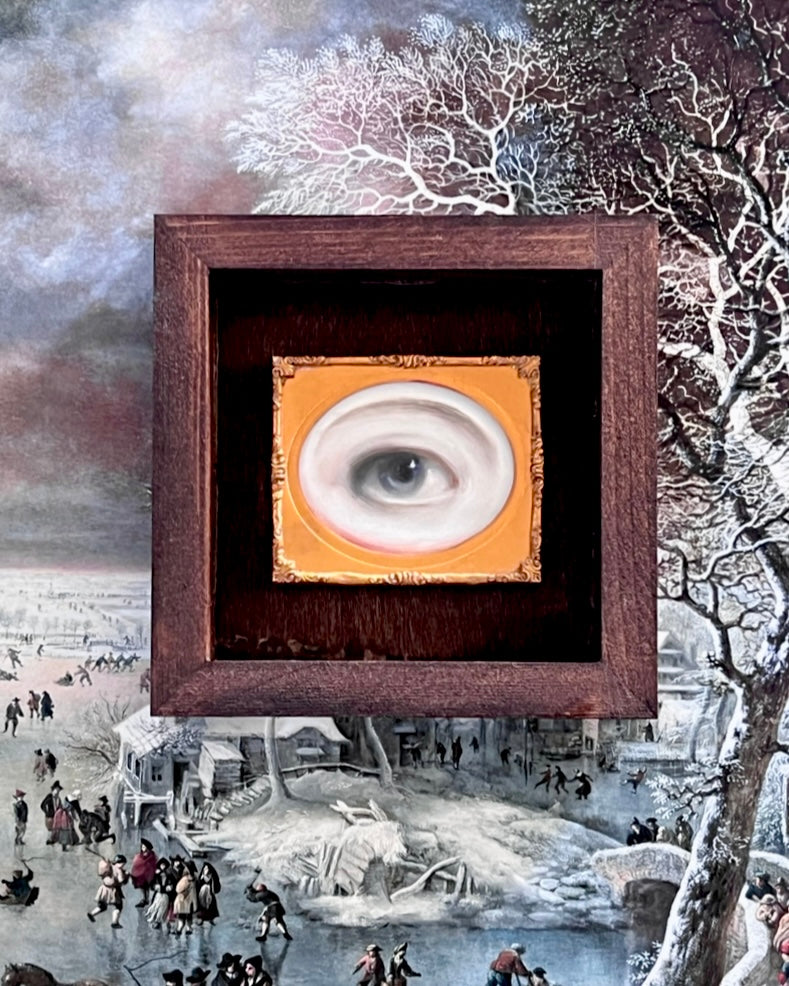 No. 2386 Lover's Eye Painting in an Antique Daguerreotype Frame (3.25"x2.75")