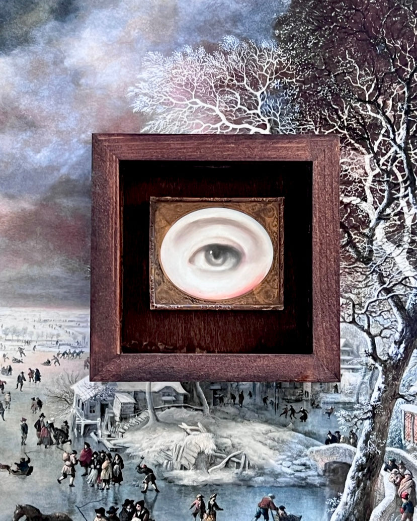 No. 2383 Lover's Eye Painting in an Antique Daguerreotype Frame (3.25"x2.75")