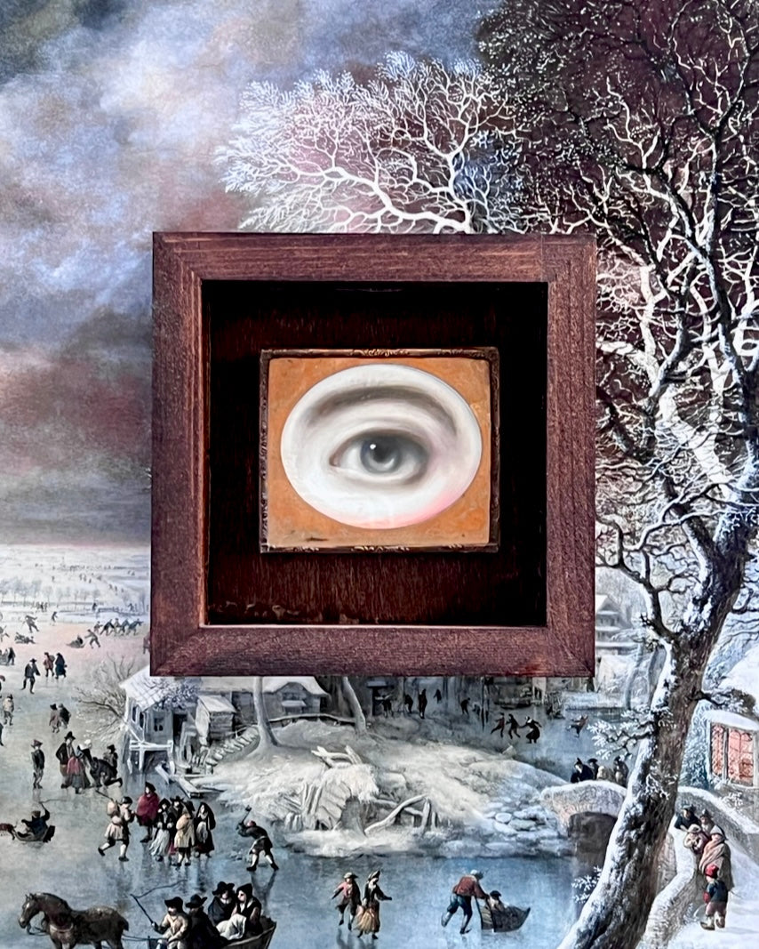 No. 2391 Lover's Eye Painting in an Antique Daguerreotype Frame (3.25"x2.75")