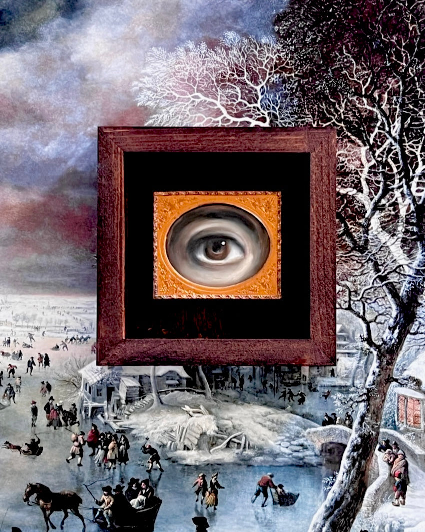 No. 2387 Lover's Eye Painting in an Antique Daguerreotype Frame (3.25"x2.75")