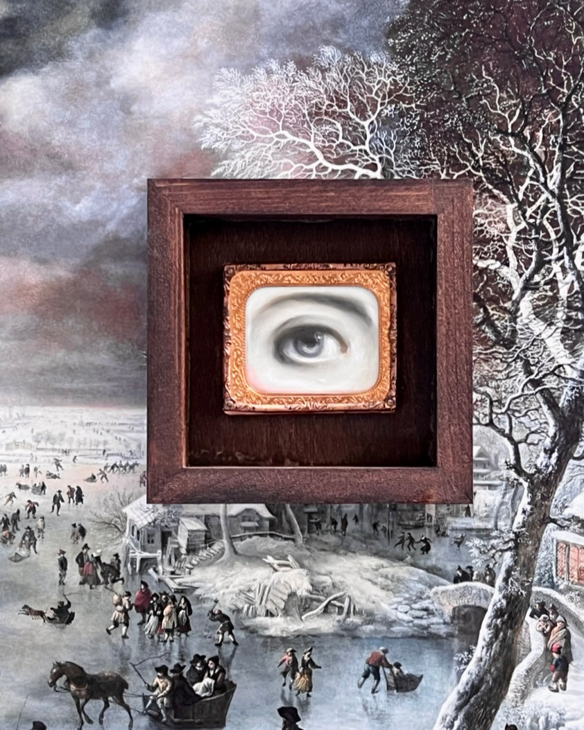 No. 2389 Lover's Eye Painting in an Antique Daguerreotype Frame (3.25"x2.75")