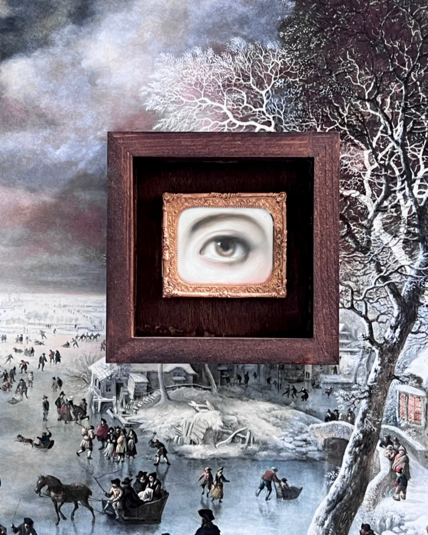 No. 2390 Lover's Eye Painting in an Antique Daguerreotype Frame (3.25"x2.75")