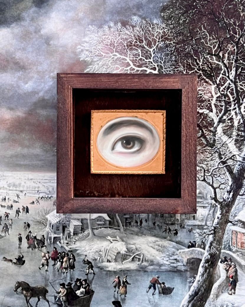 No. 2385 Lover's Eye Painting in an Antique Daguerreotype Frame (3.25"x2.75")