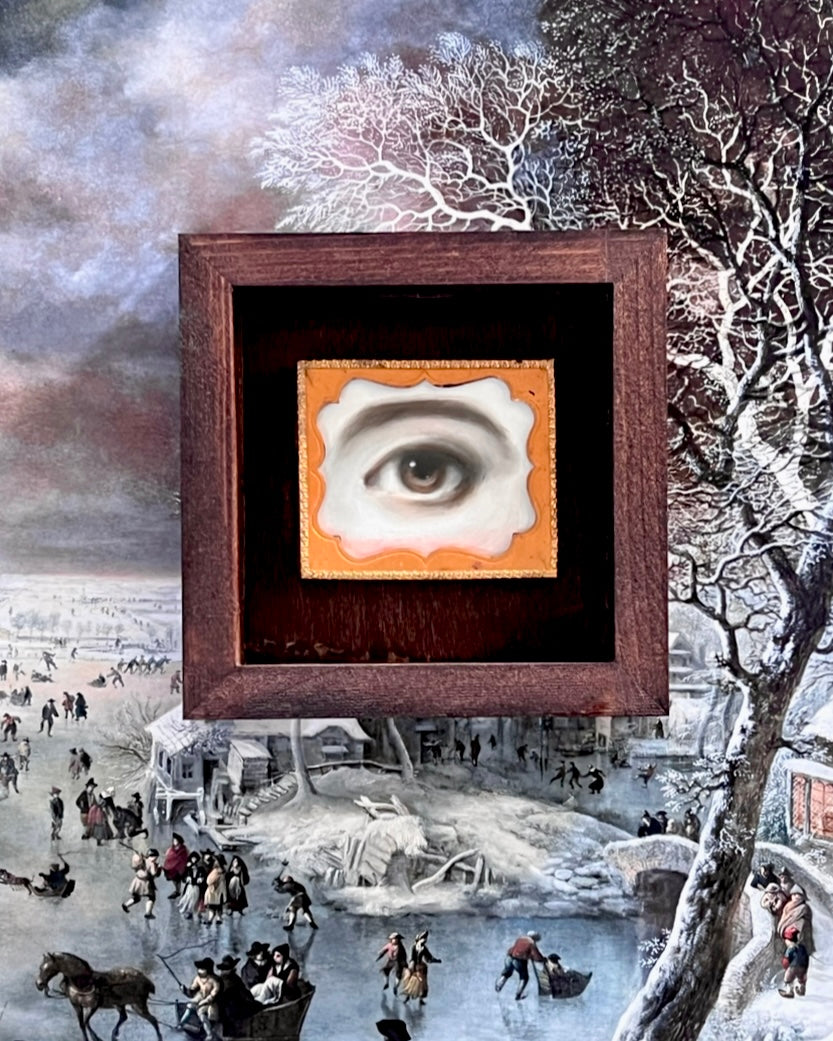 No. 2388 Lover's Eye Painting in an Antique Daguerreotype Frame (3.25"x2.75")