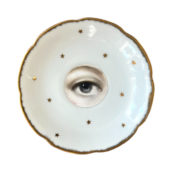 New! - Lover's Eye Painting on a Plate with Gilt Stars