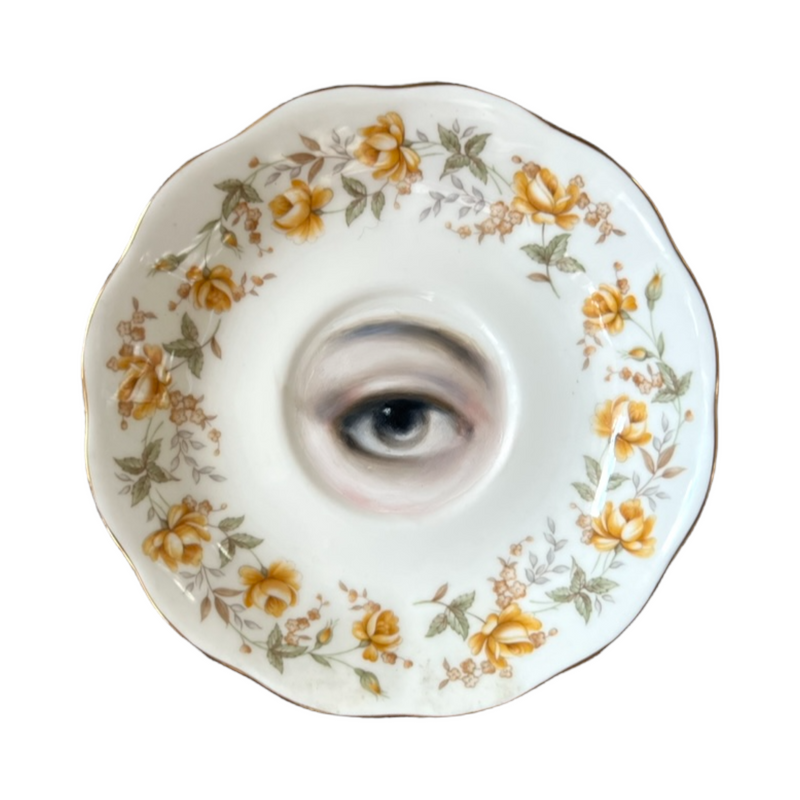 New! - Lover's Eye Painting on an English Botanical Plate