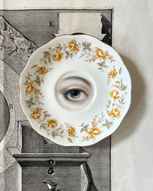New! - Lover's Eye Painting on an English Botanical Plate