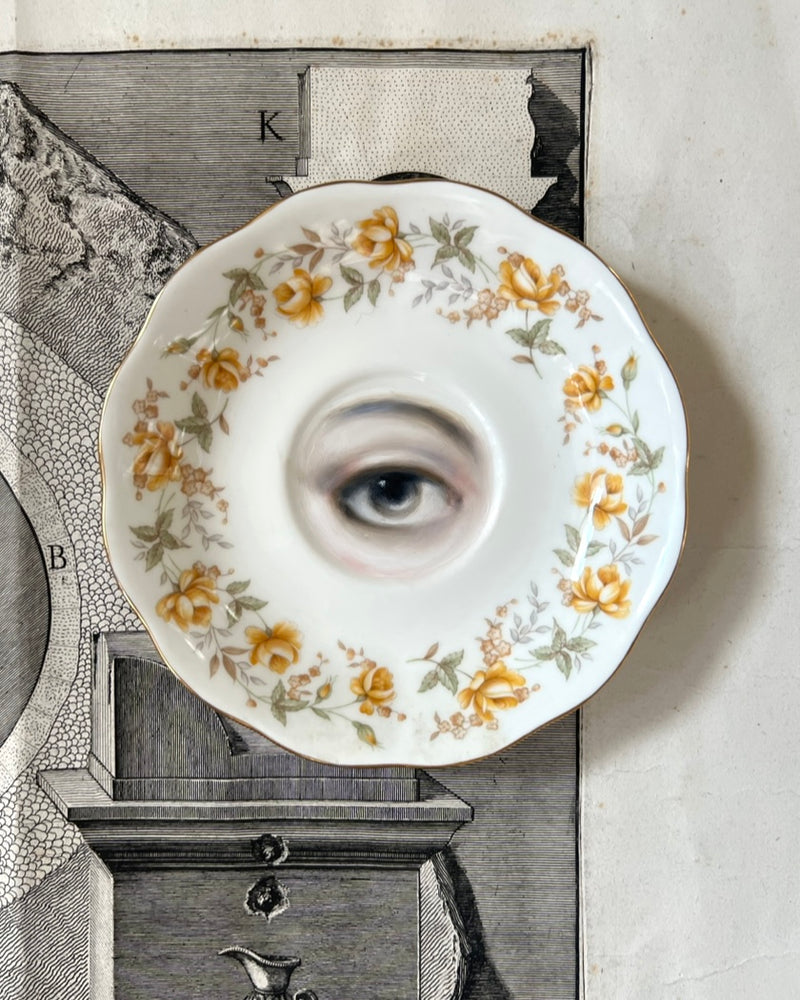 New! - Lover's Eye Painting on an English Botanical Plate
