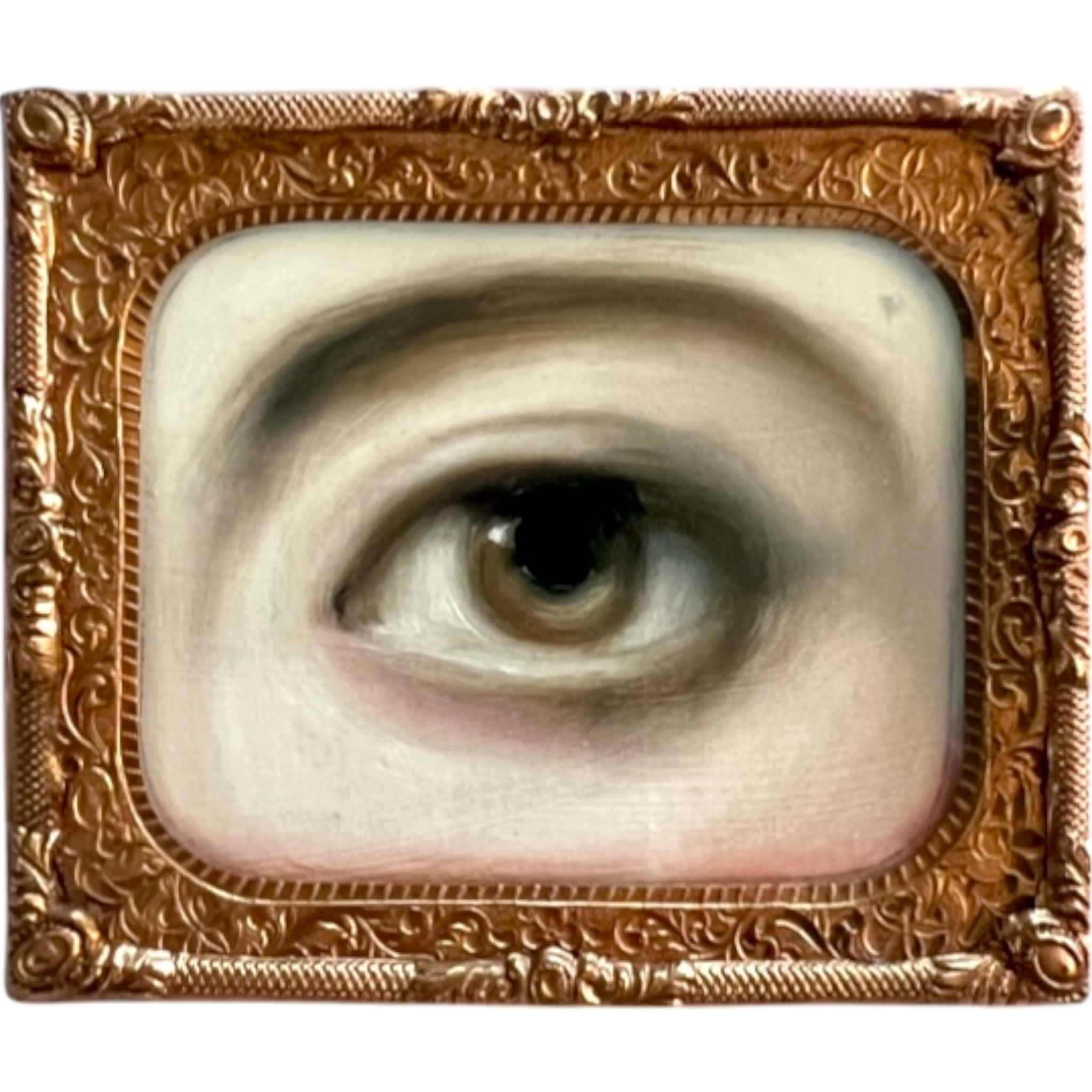 No. 2390 Lover's Eye Painting in an Antique Daguerreotype Frame (3.25"x2.75")