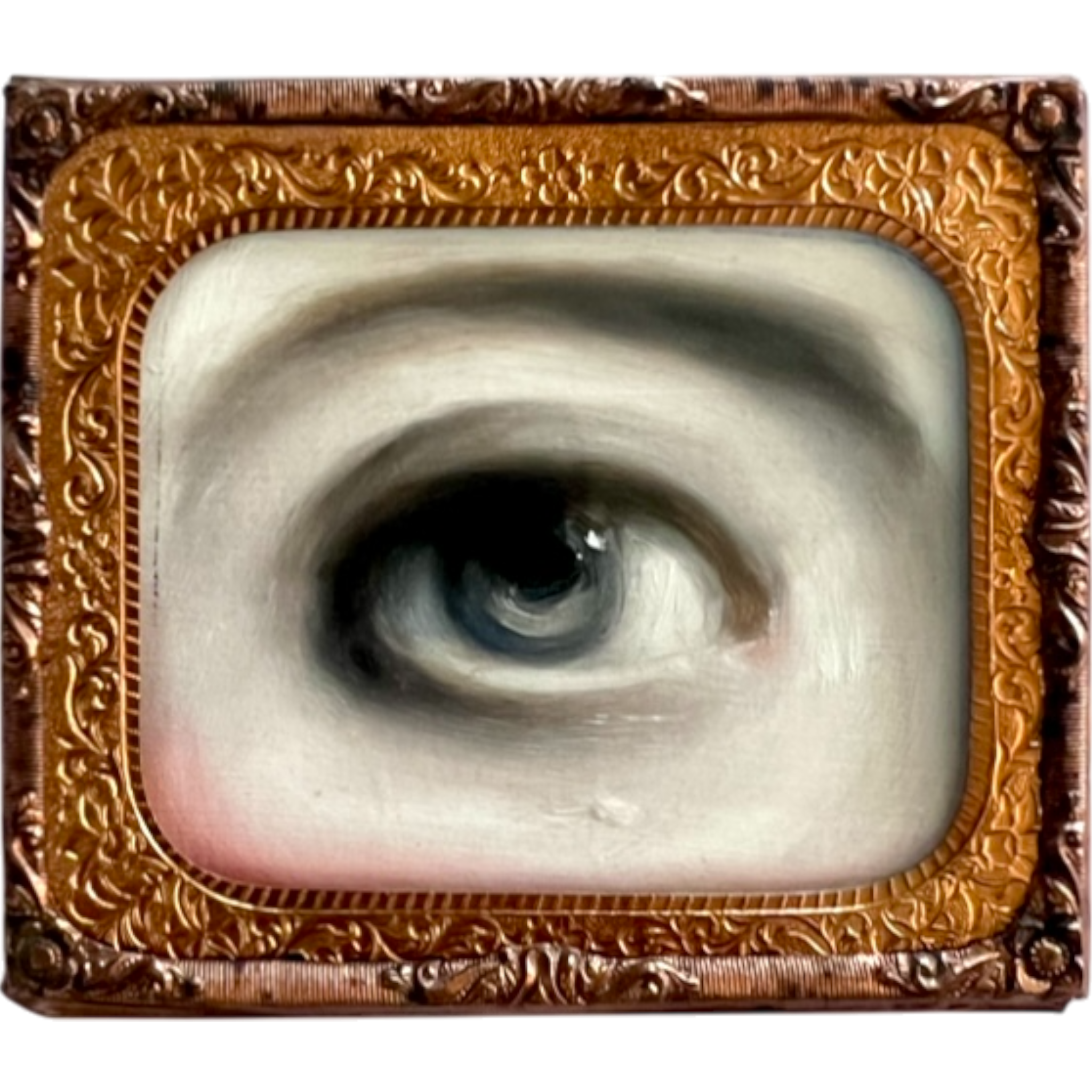 No. 2389 Lover's Eye Painting in an Antique Daguerreotype Frame (3.25"x2.75")