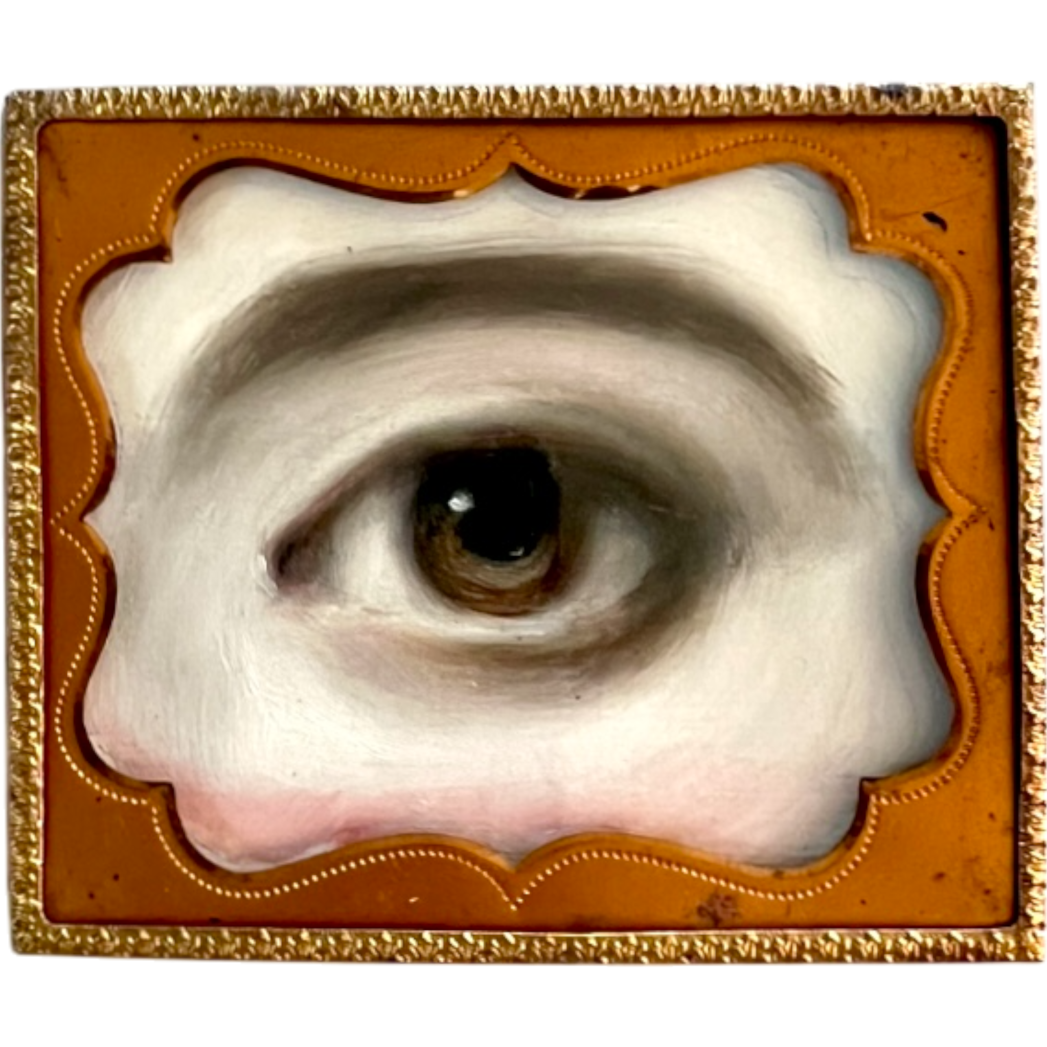 No. 2388 Lover's Eye Painting in an Antique Daguerreotype Frame (3.25"x2.75")