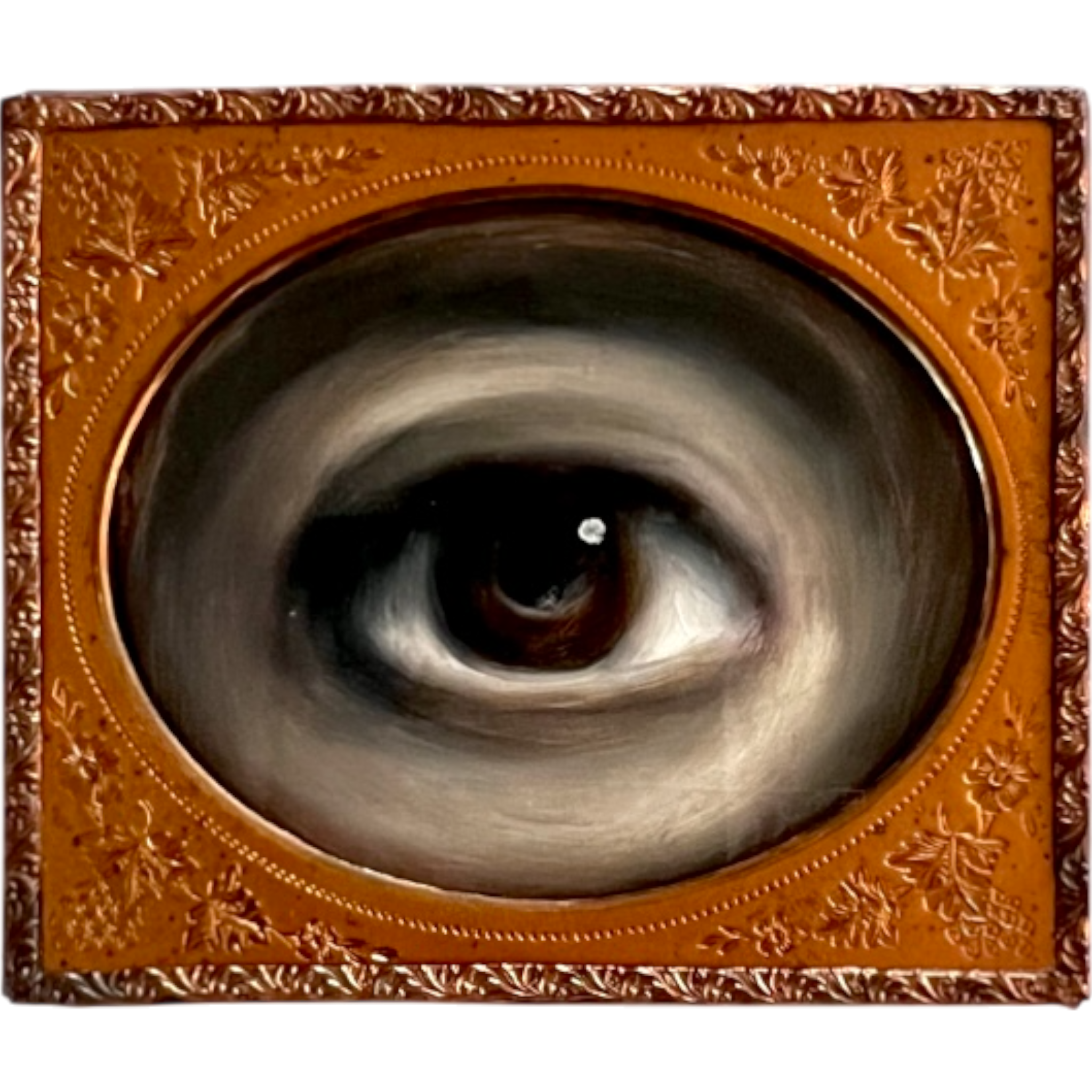 No. 2387 Lover's Eye Painting in an Antique Daguerreotype Frame (3.25"x2.75")