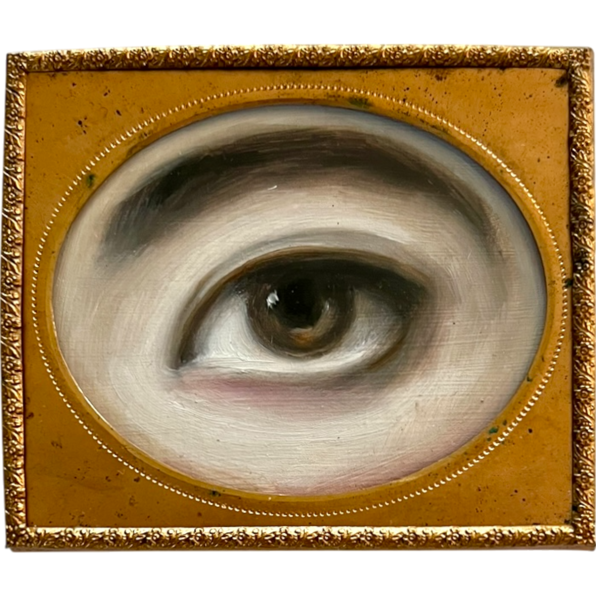 No. 2385 Lover's Eye Painting in an Antique Daguerreotype Frame (3.25"x2.75")