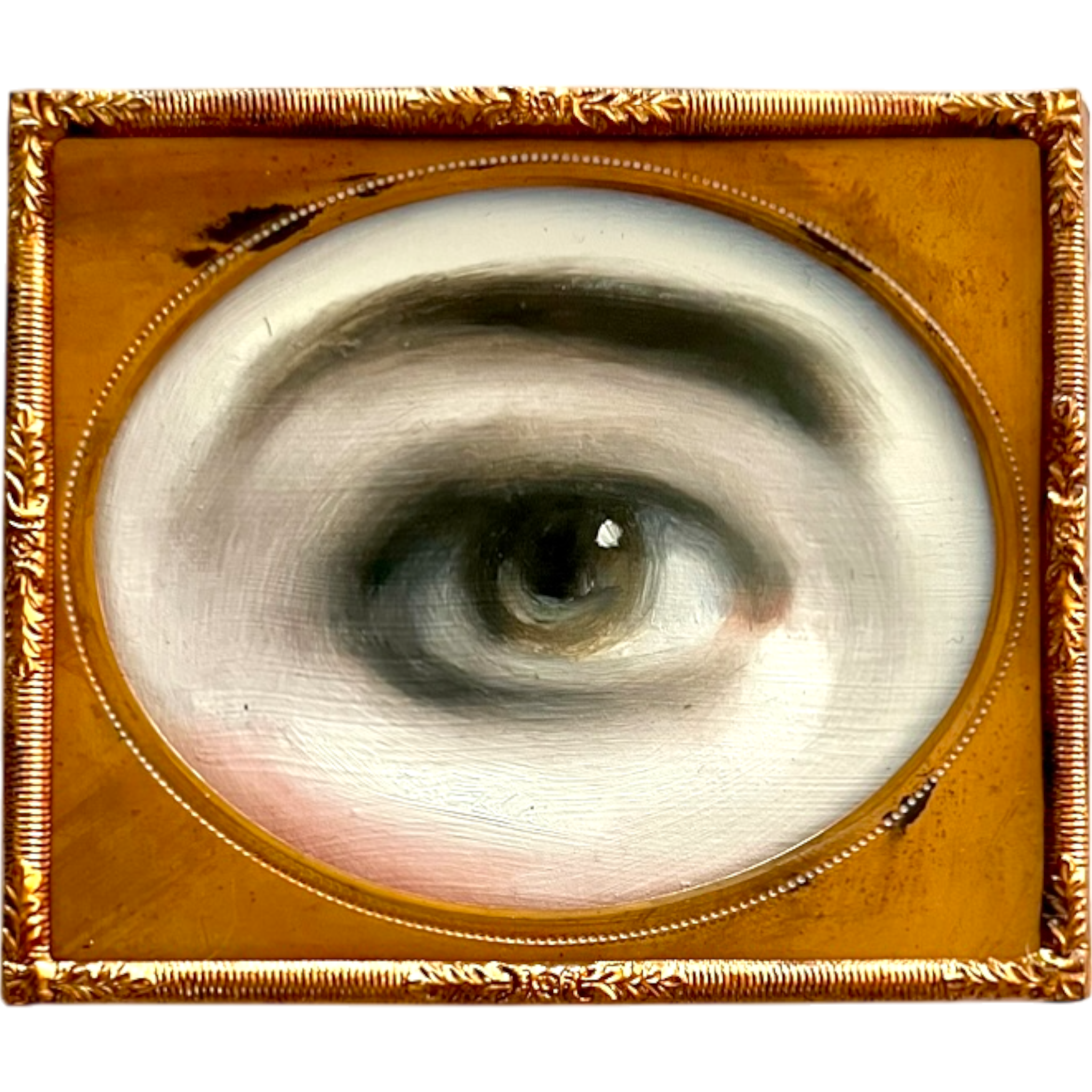 No. 2384 Lover's Eye Painting in an Antique Daguerreotype Frame (3.25"x2.75")