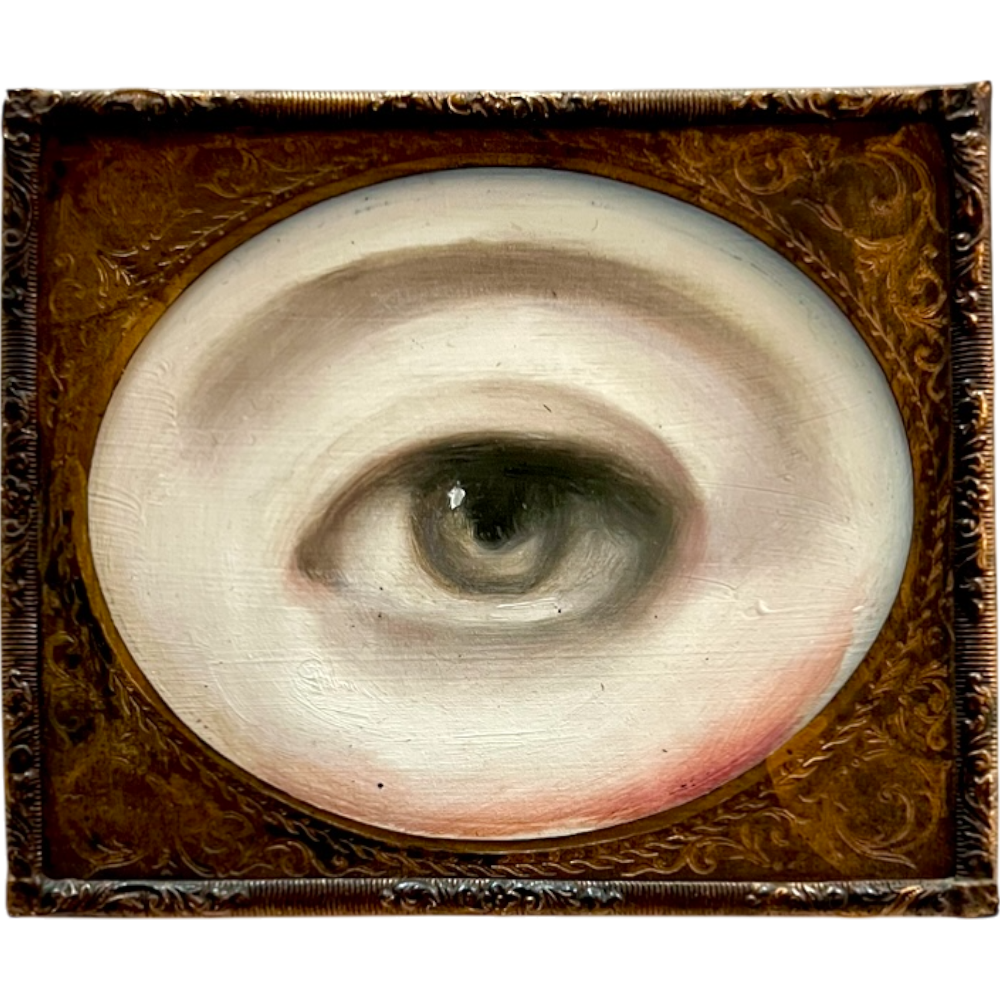 No. 2383 Lover's Eye Painting in an Antique Daguerreotype Frame (3.25"x2.75")