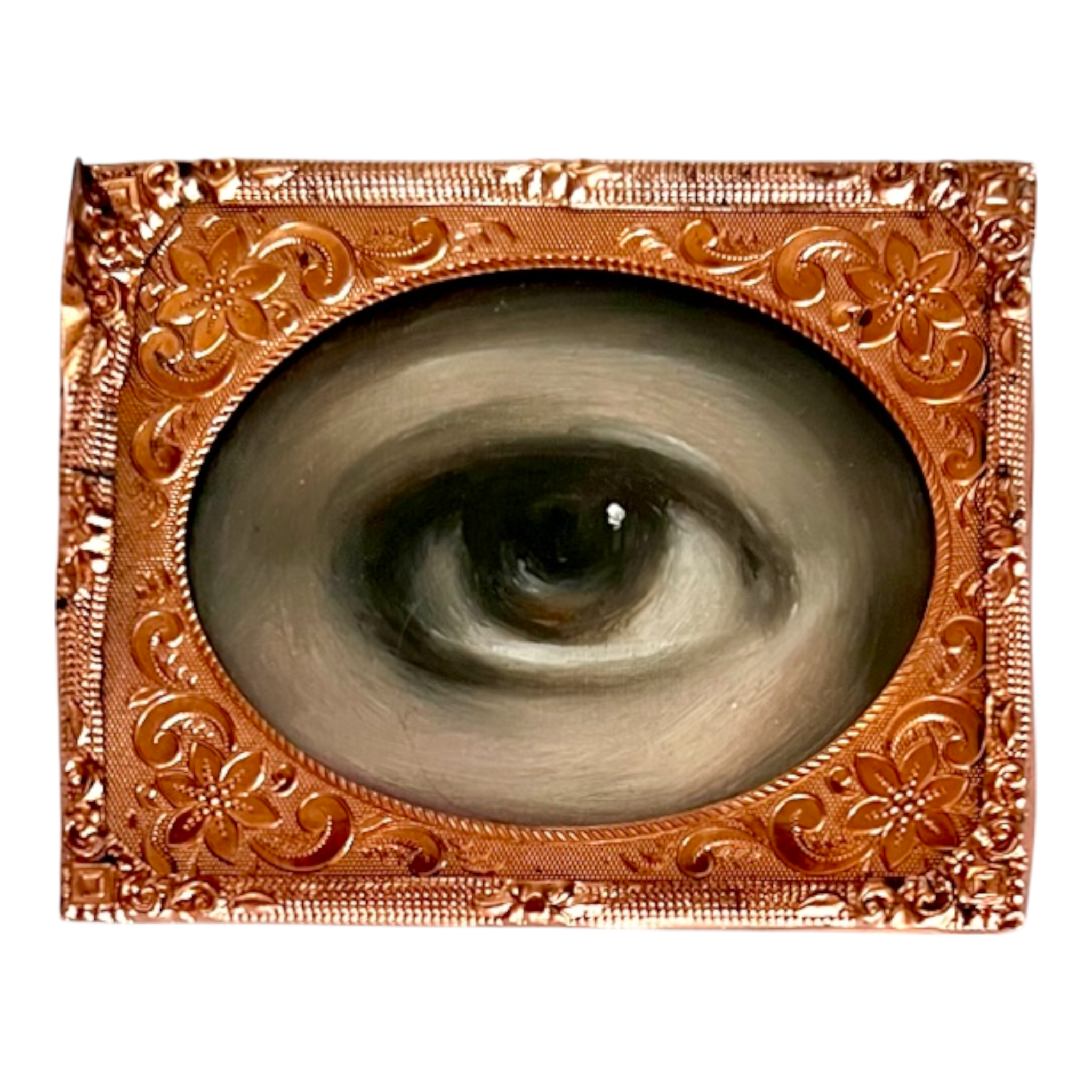 No. 2395 Lover's Eye Painting in an Antique Daguerreotype Frame (2.5"x2")