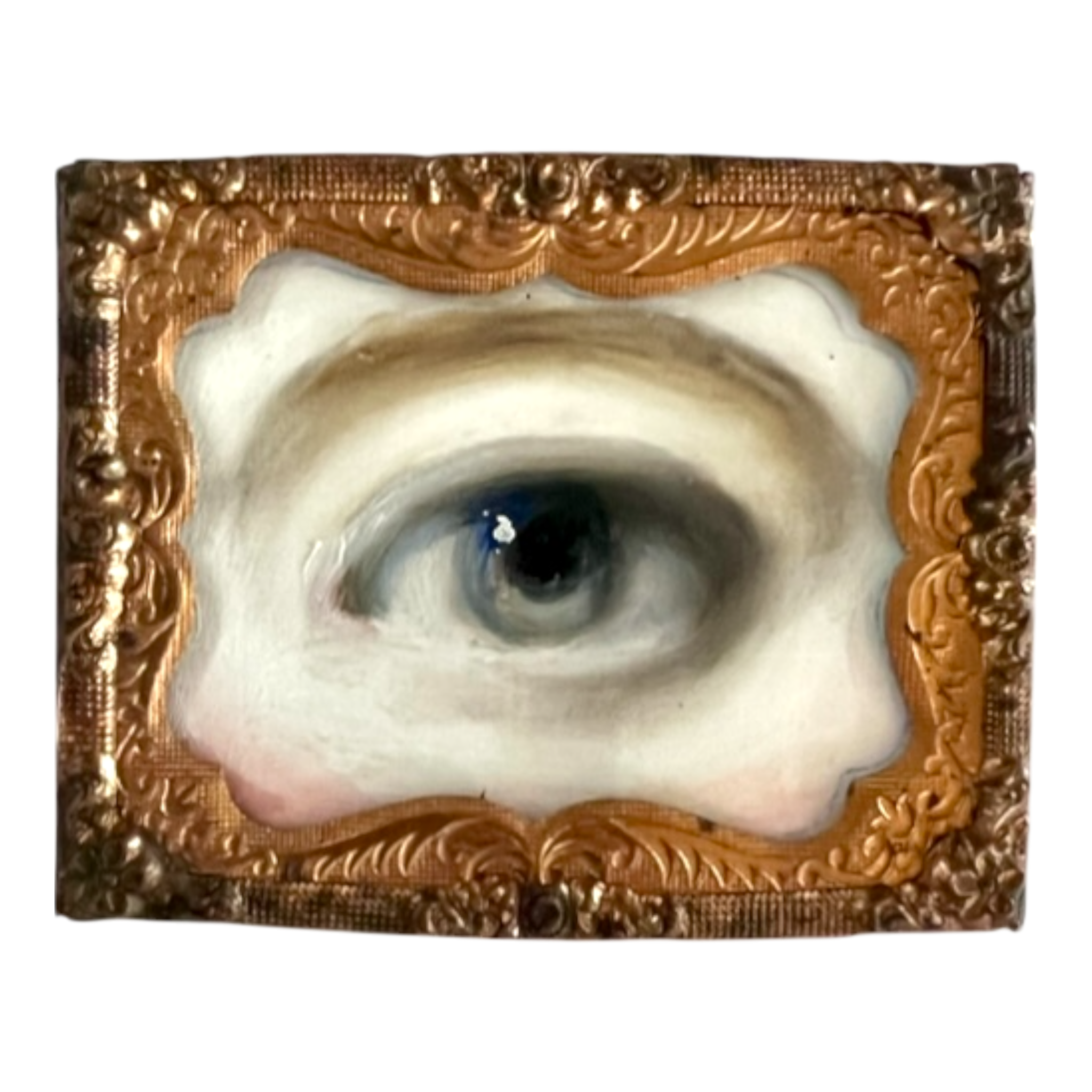 No. 2403 Lover's Eye Painting in an Antique Daguerreotype Frame (2.5"x2")