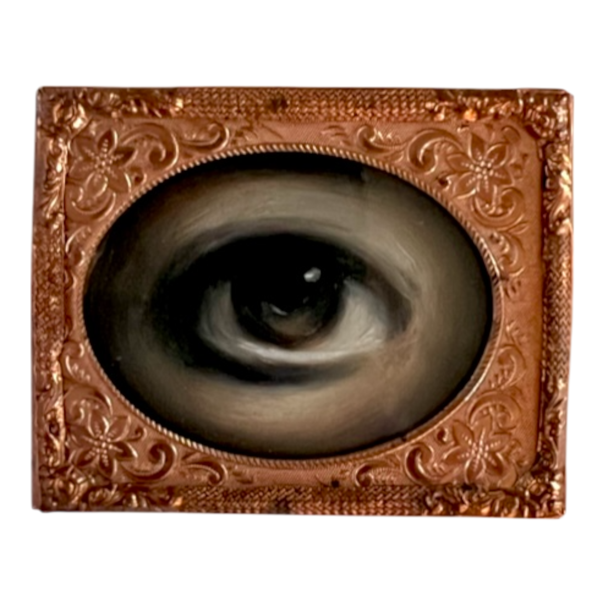 No. 2399 Lover's Eye Painting in an Antique Daguerreotype Frame (2.5"x2")