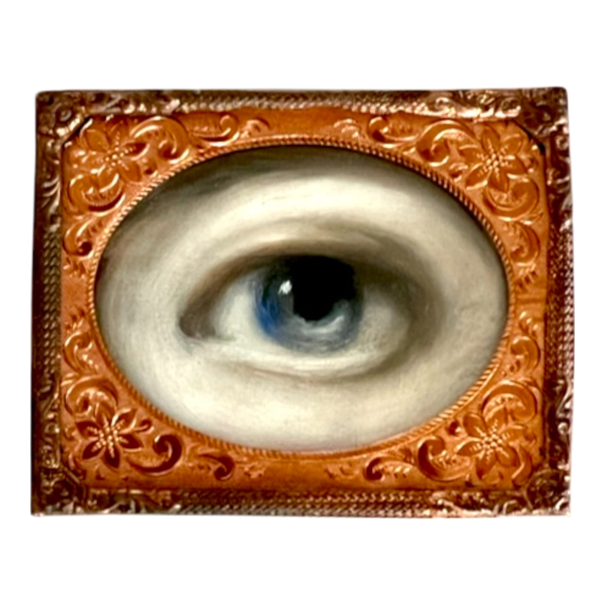 No. 2392 Lover's Eye Painting in an Antique Daguerreotype Frame (2.5"x2")