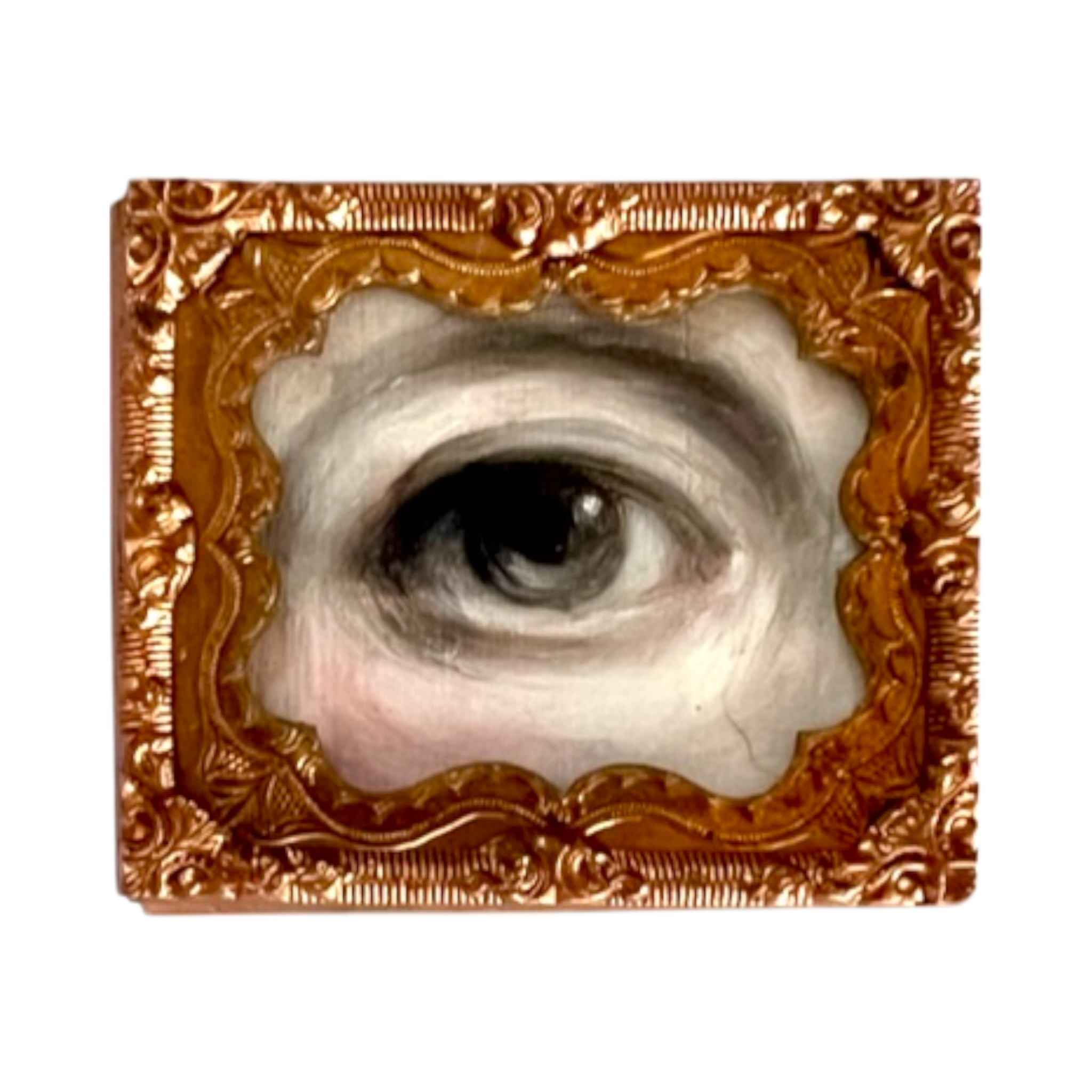 No. 2407 Lover's Eye Painting in an Antique Daguerreotype Frame (1.6"x1.85")