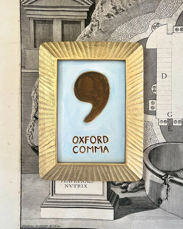 Oxford Comma - Pale Blue and Chocolate Brown