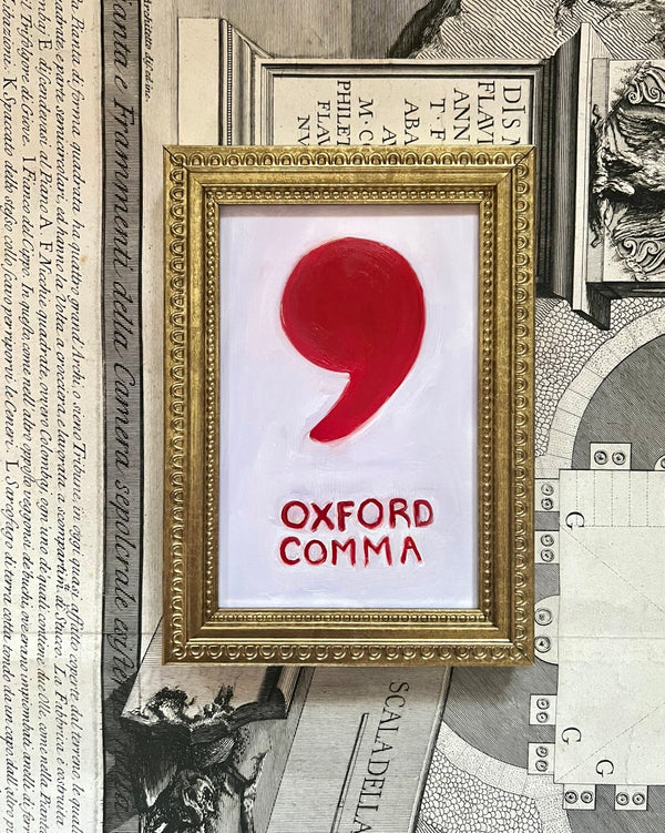 Oxford Comma - Pale Lavender and Tomato Red
