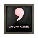 Lost & Found Collection: Oxford Comma Oil Painting in Charcoal & Bubblegum Pink