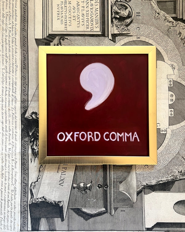 Lost & Found Collection: Oxford Comma Oil Painting in Burgundy & Lilac