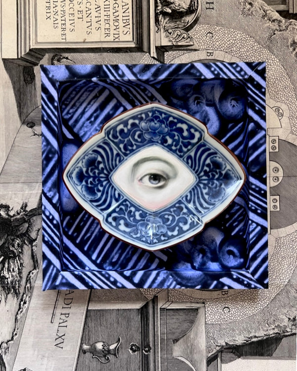New! - Lover's Eye Painting on a Japanese Diamond-Shaped Dish