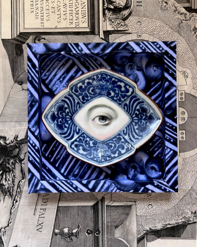 Lover's Eye Painting on a Japanese Diamond-Shaped Dish