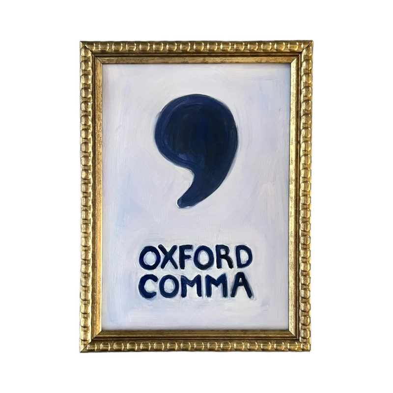 Lost & Found Collection: Oxford Comma Oil Painting in Pale Blue & Indigo
