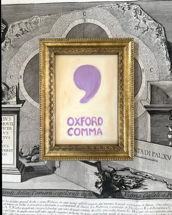 Lost & Found Collection: Oxford Comma Oil Painting in Pale Yellow & Lavender