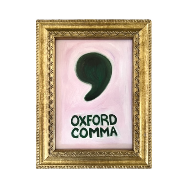 Lost & Found Collection: Oxford Comma Oil Painting in Lilac & Dark Green