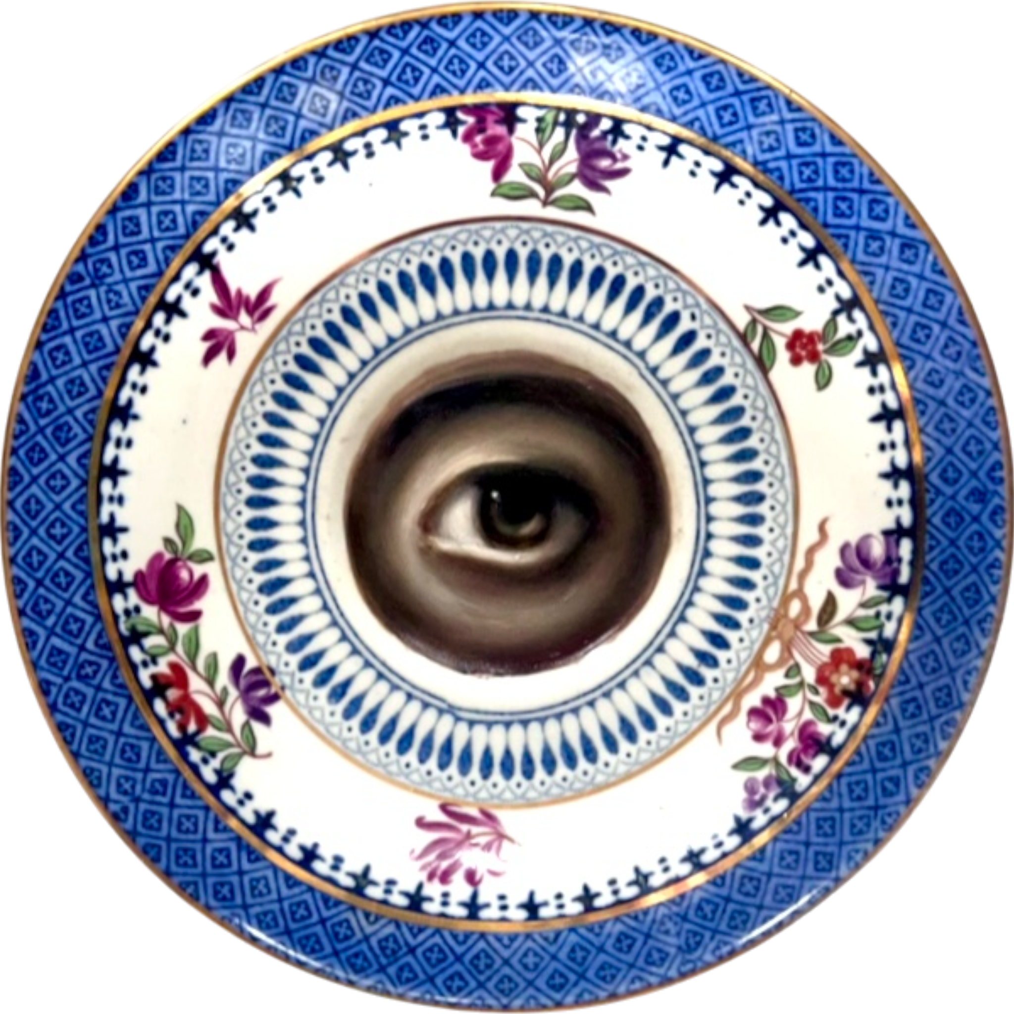 No. 2429 Lover's Eye Painting on an English Lowestoft Pattern Plate