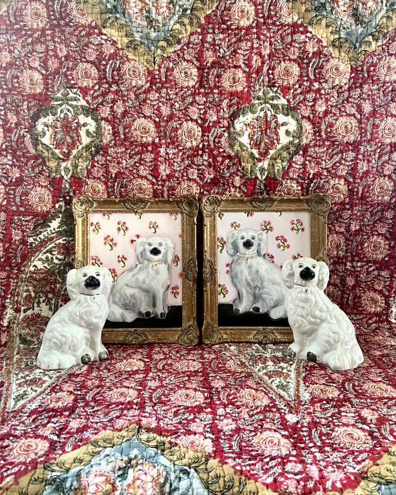 Chloe & Charles the White Staffordshire Dogs and Their Portraits