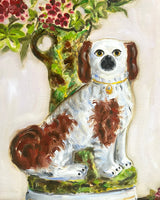 Frances the Red & White Staffordshire Dog (Spill Vase) and Her Portrait
