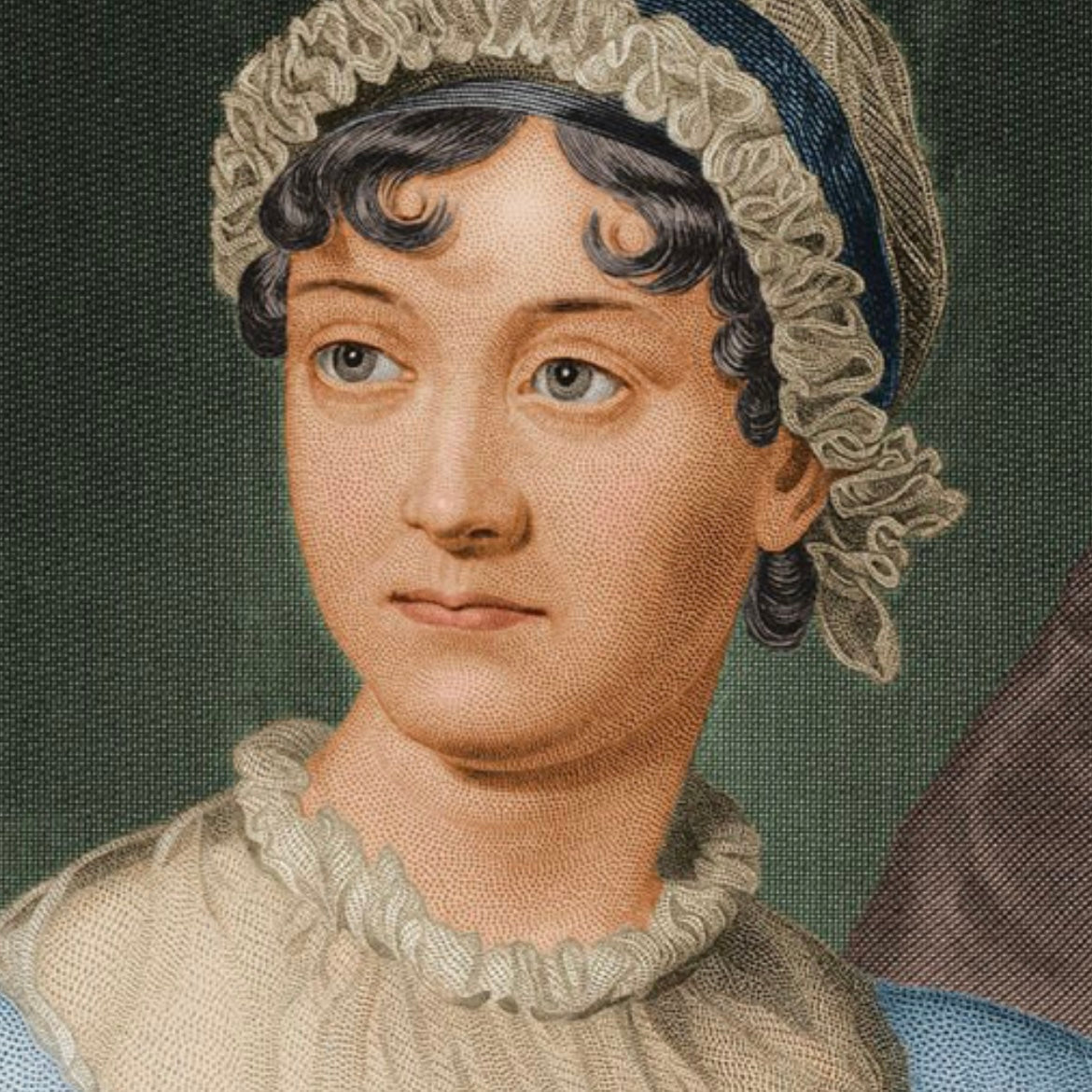 No. 2917 Lover's Eye Painting of Jane Austen on a Gilt Foliate Plate