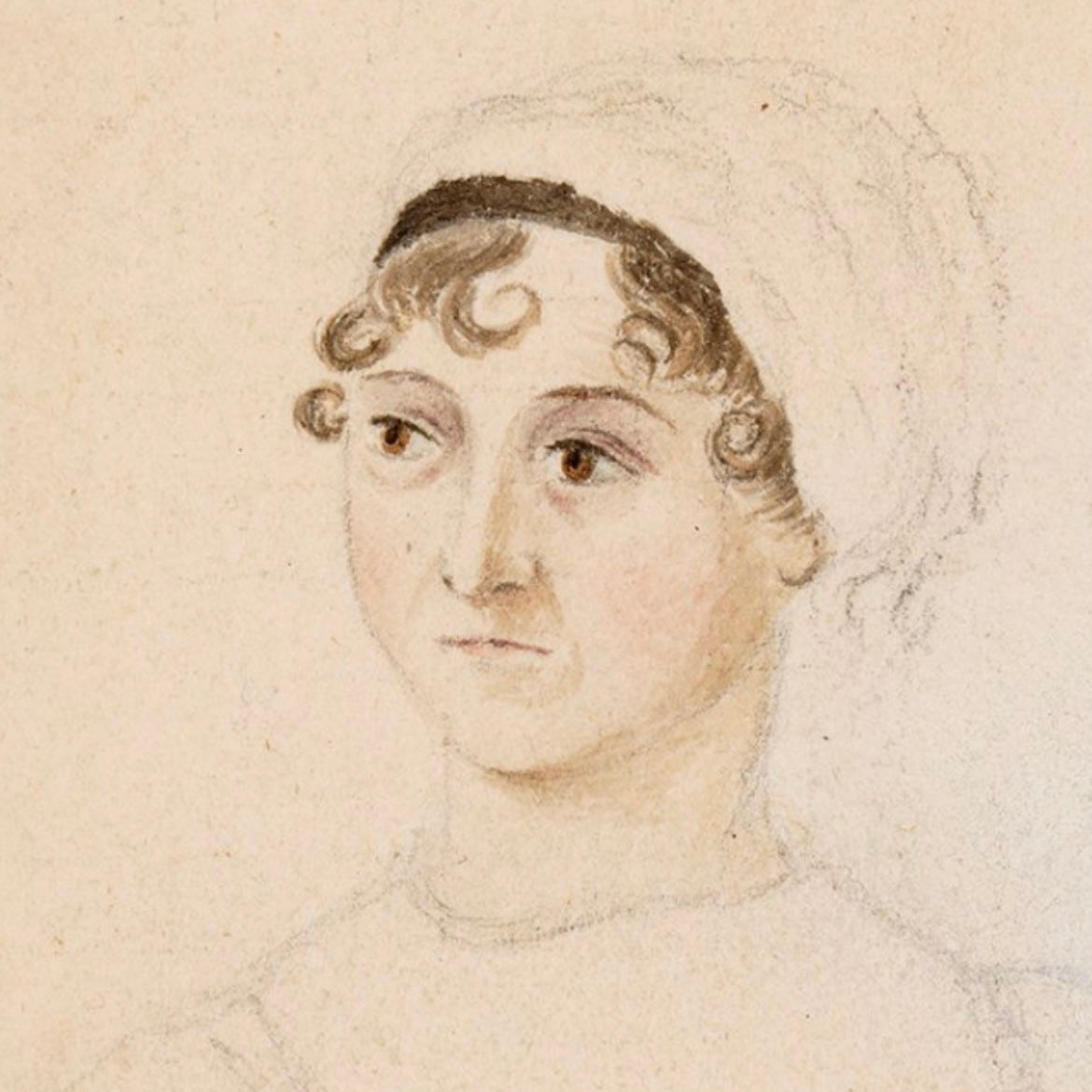 No. 2917 Lover's Eye Painting of Jane Austen on a Gilt Foliate Plate