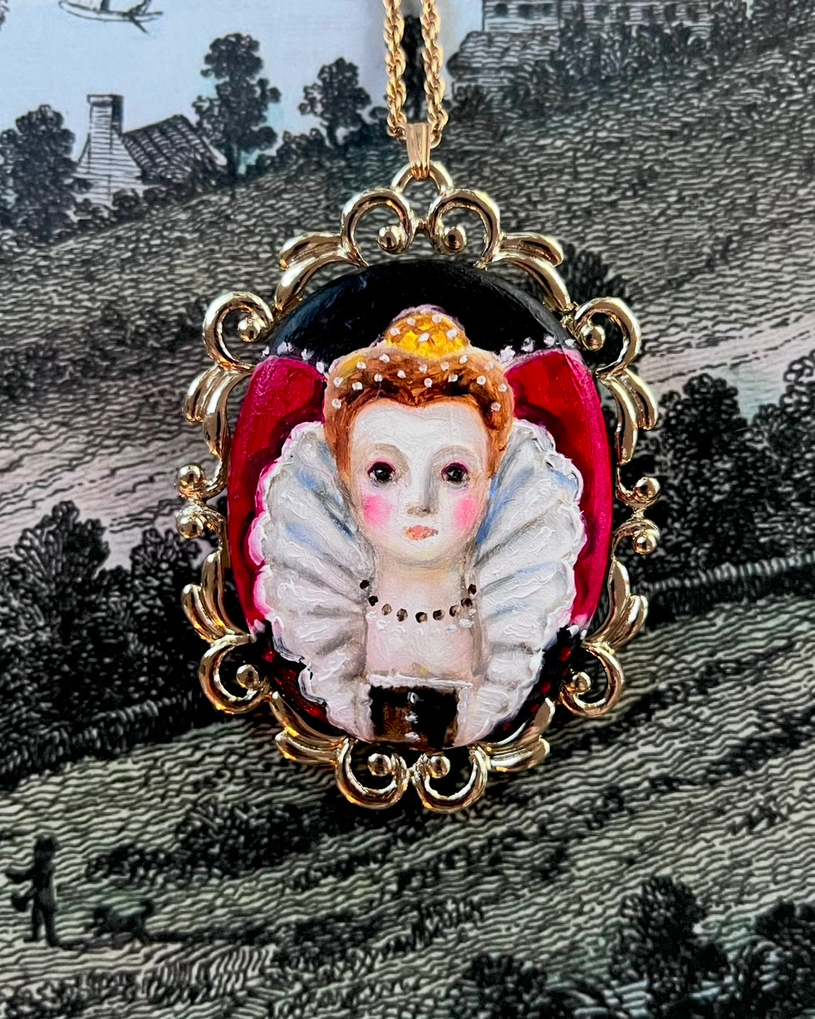 No. 2455 "Elizabeth" Portrait Pendant Necklace
