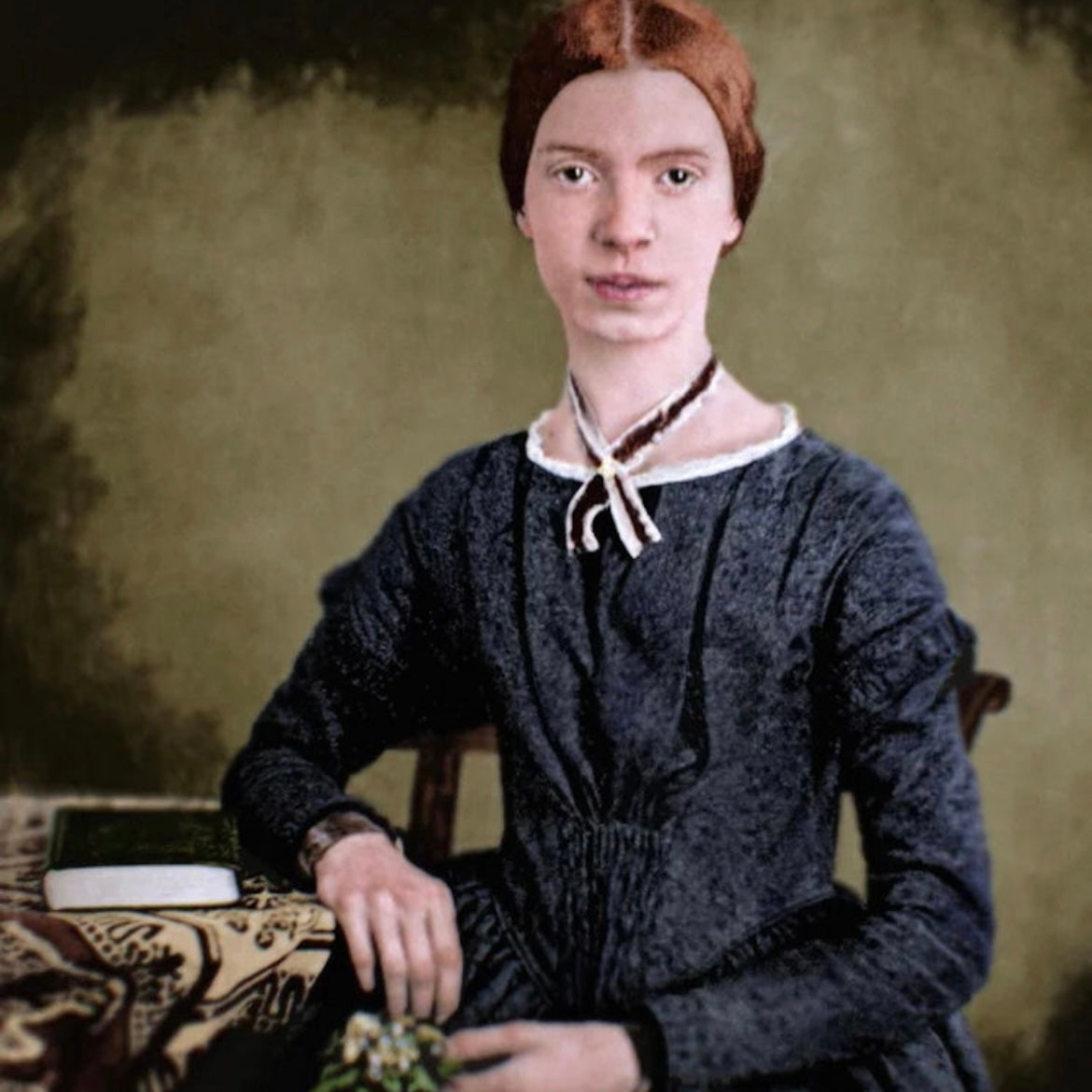 No. 2916 Lover's Eye Painting of Emily Dickenson on an Pearl Luster Plate
