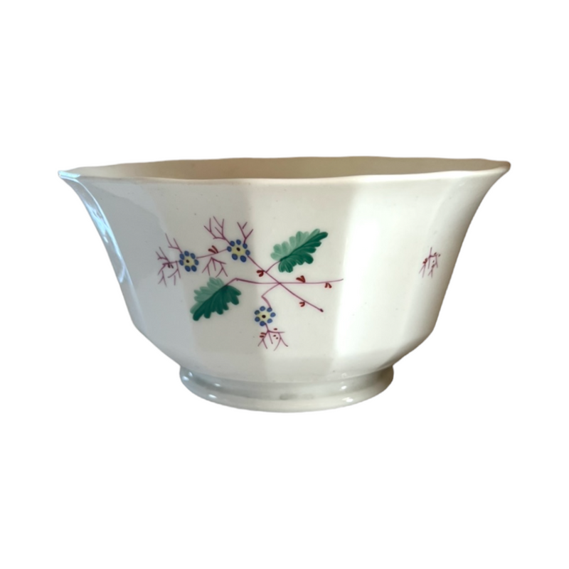 Antique 19th-Century Sprig Ware Soft Paste Porcelain Hand-painted Tea Leaves Waste Bowl